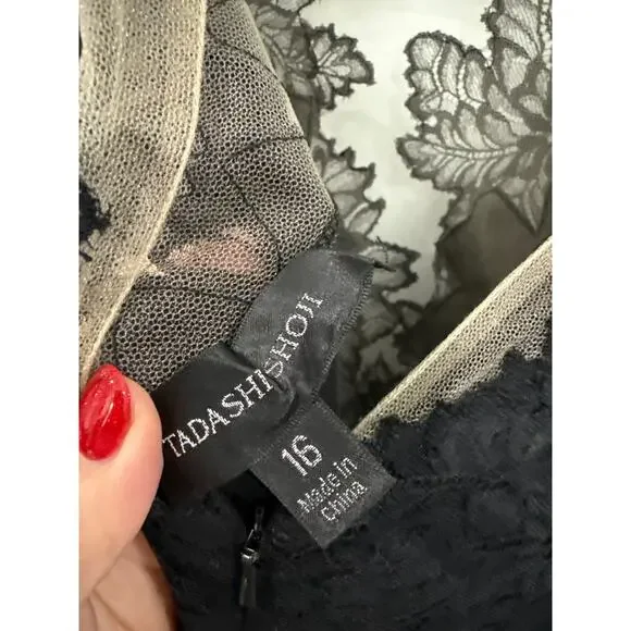 Tadashi Shoji Embroidered Floral Illusion Gown, 16 - Picture 6 of 8